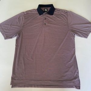 FootJoy Mens Pink Navy Striped Polo Mens Large